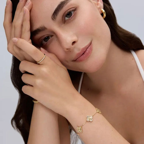 14K Gold Plated Clover Bracelet for Women