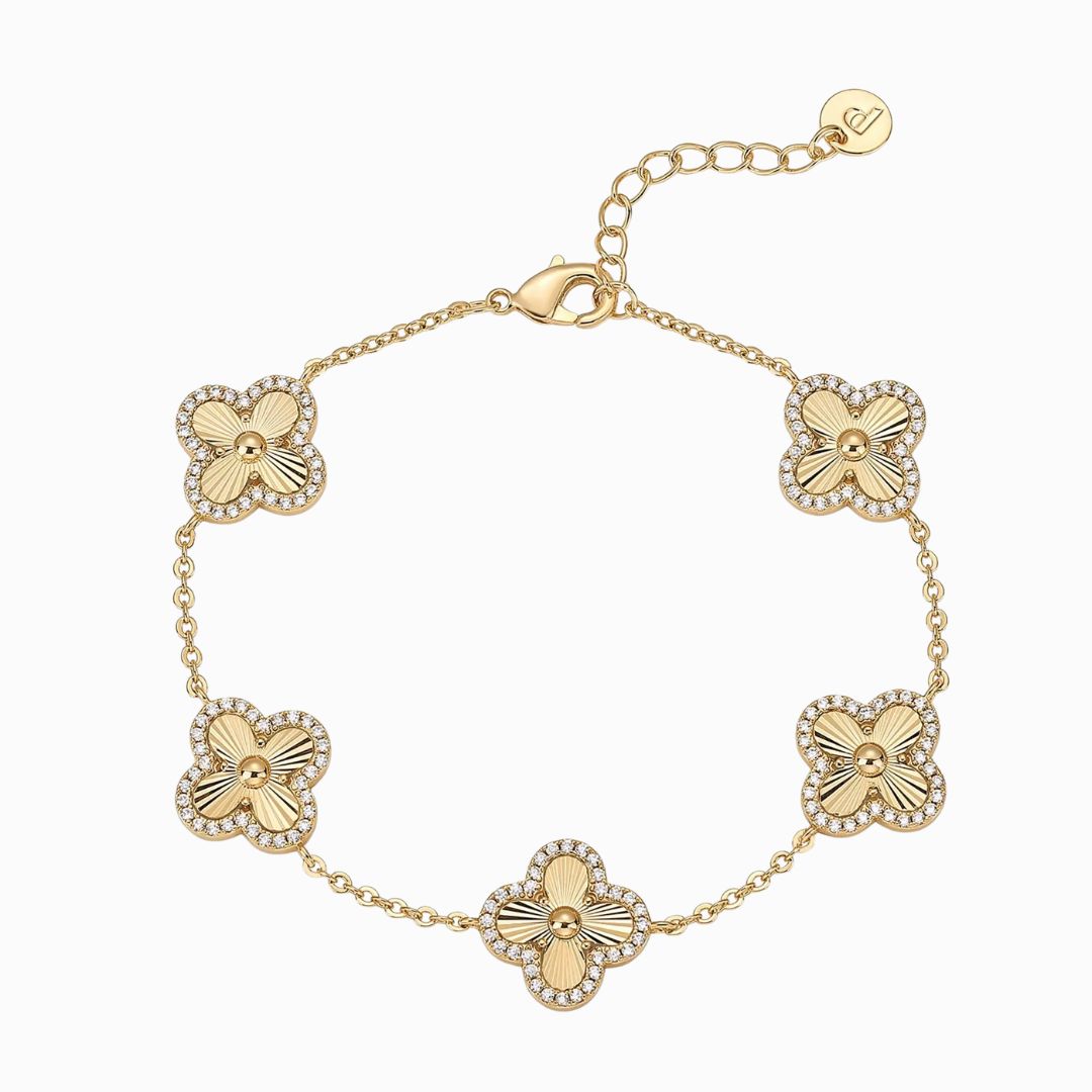 14K Gold Plated Clover Bracelet for Women