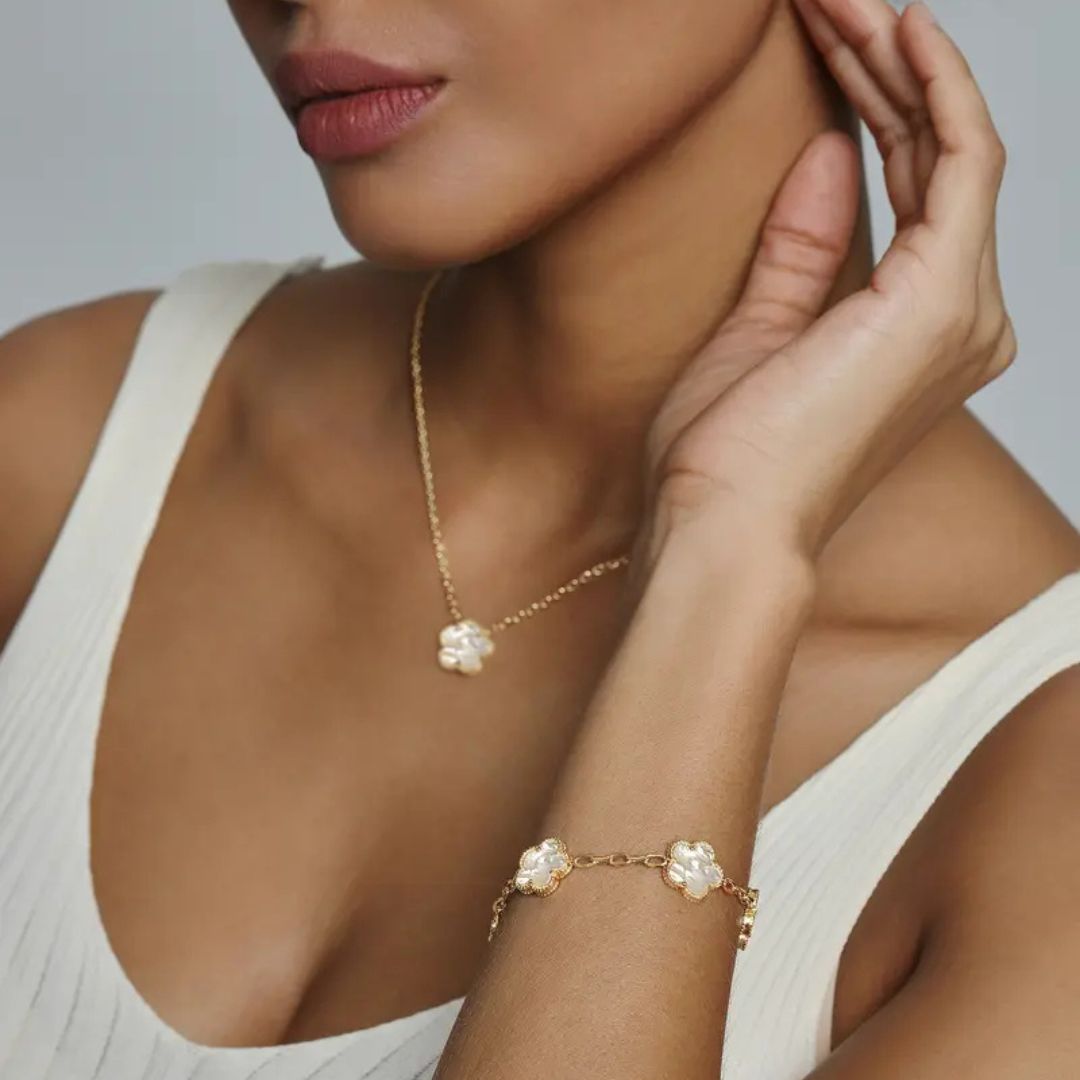 14K Gold Plated Clover Bracelet for Women