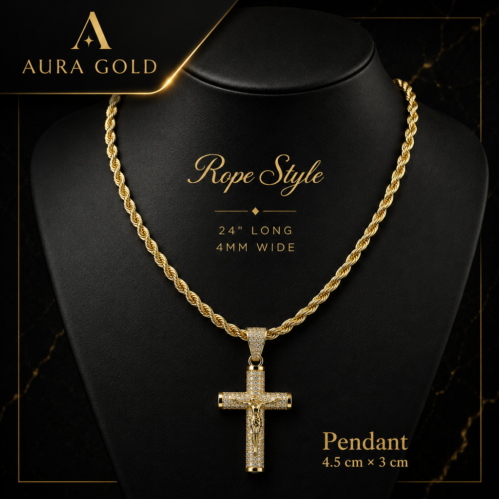 14K Gold Plated Crucifix Chain