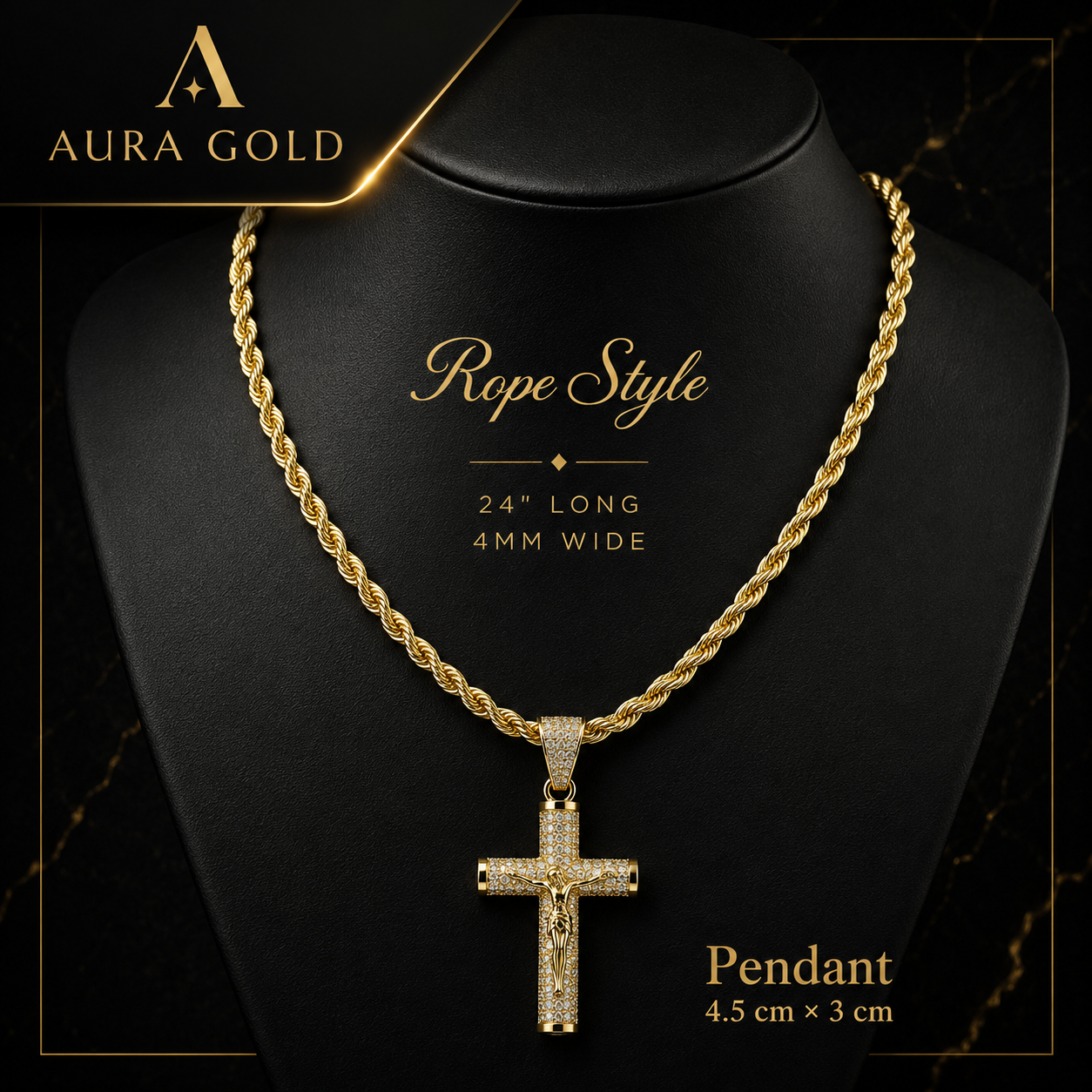 14K Gold Plated Crucifix Chain