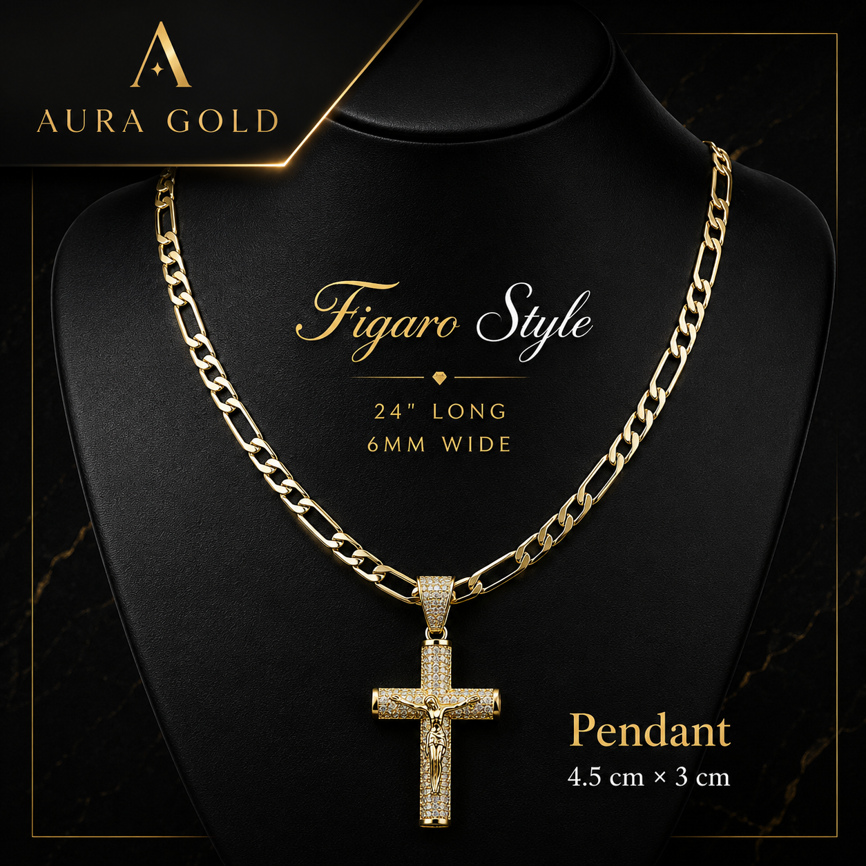 14K Gold Plated Crucifix Chain