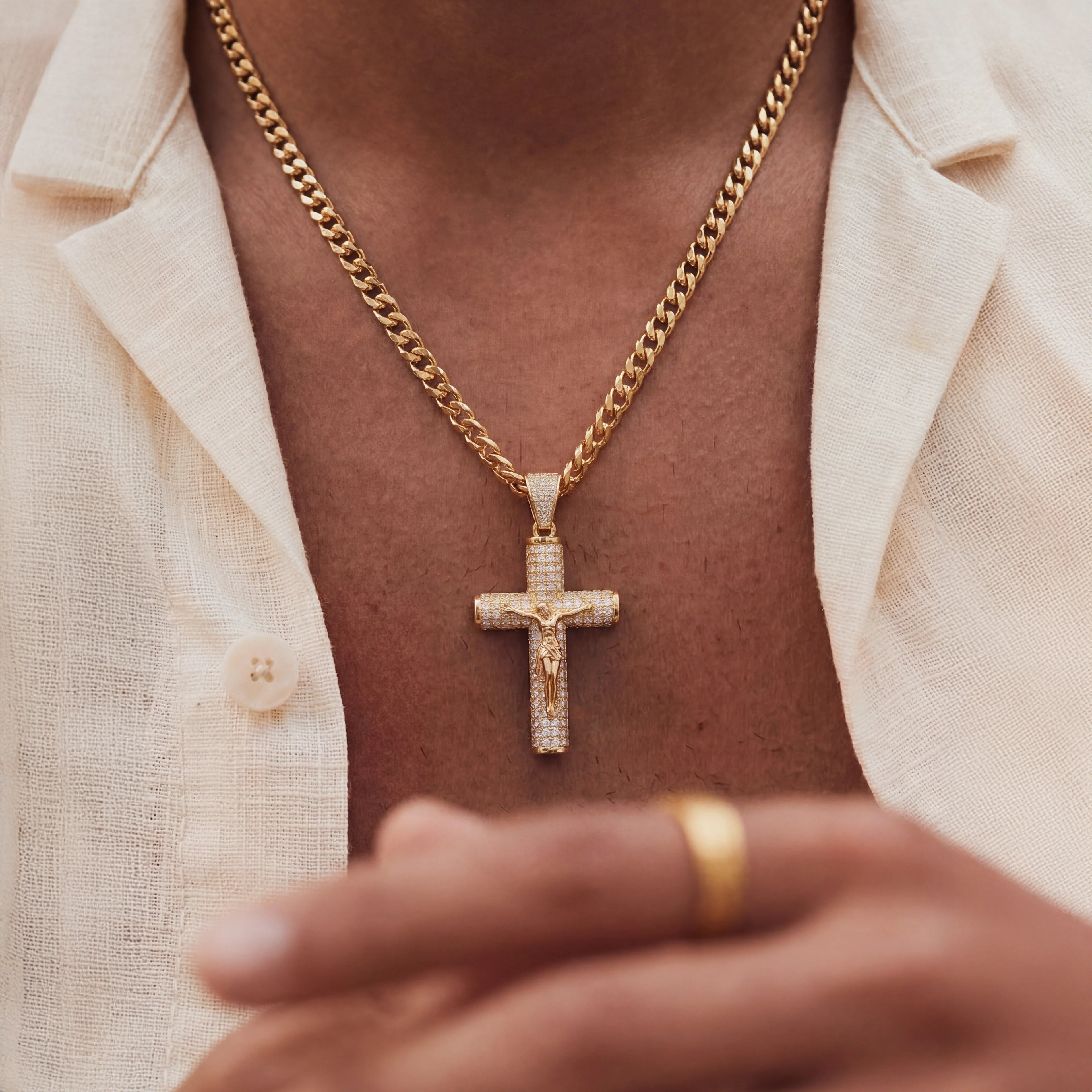 14K Gold Plated Crucifix Chain